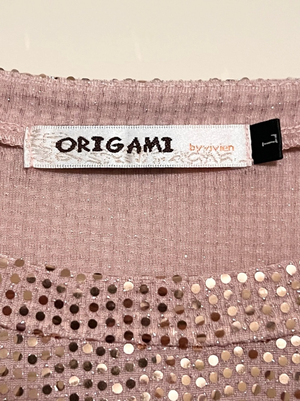 Origami Sequin Blush Pink Mini Dress with Sheer Sleeves - Picture 2 of 9